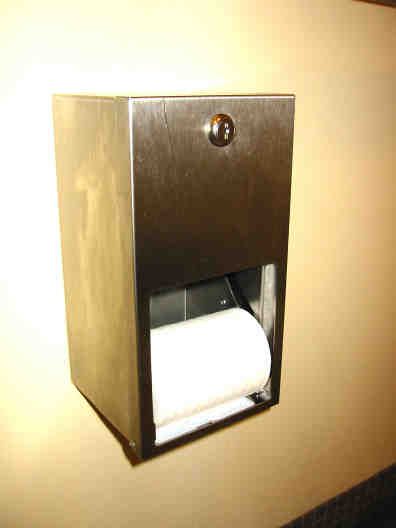 Two-roll toilet paper holder with forcing function